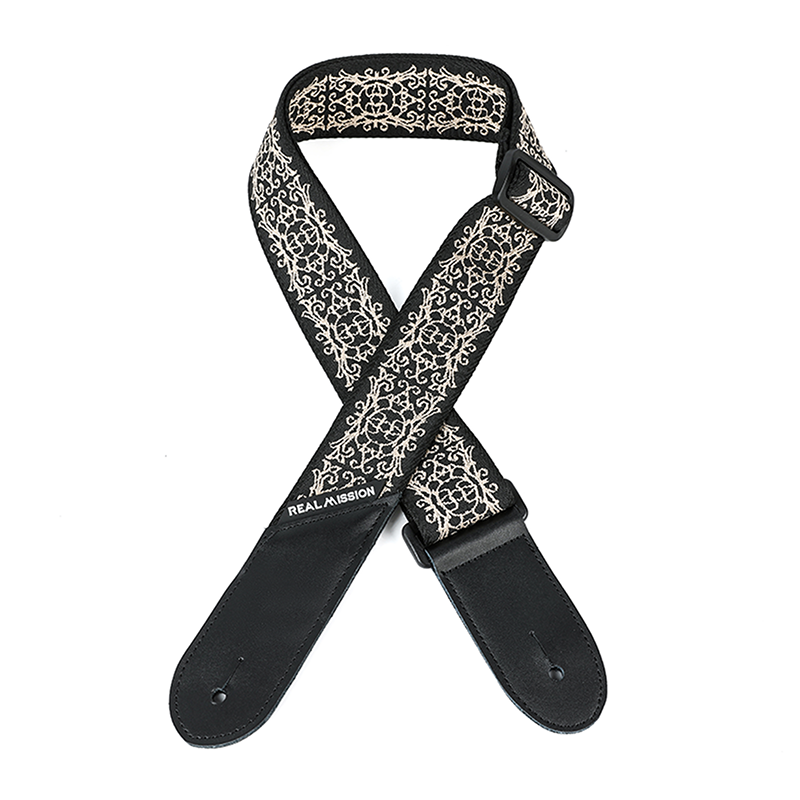 Electric Guitar Straps, Embroidery Leather Ends Guitar Straps Acoustic & Bass, Adjust 36'' to 60''