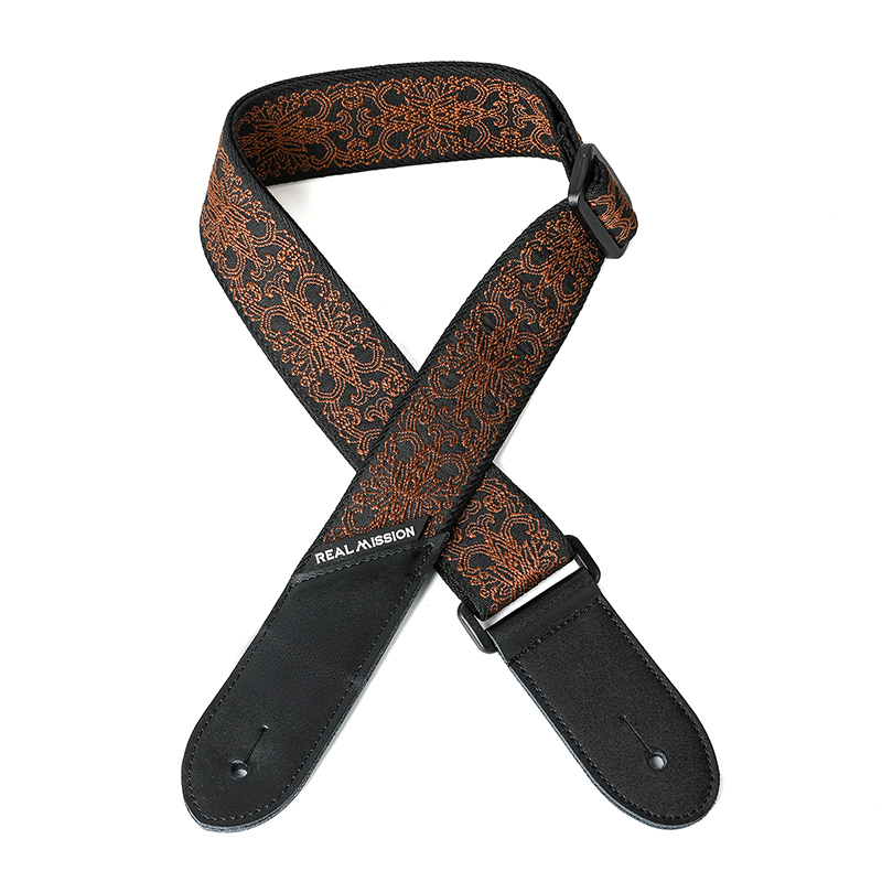 Electric Guitar Straps, Embroidery Leather Ends Guitar Straps Acoustic & Bass, Adjust 36'' to 60''