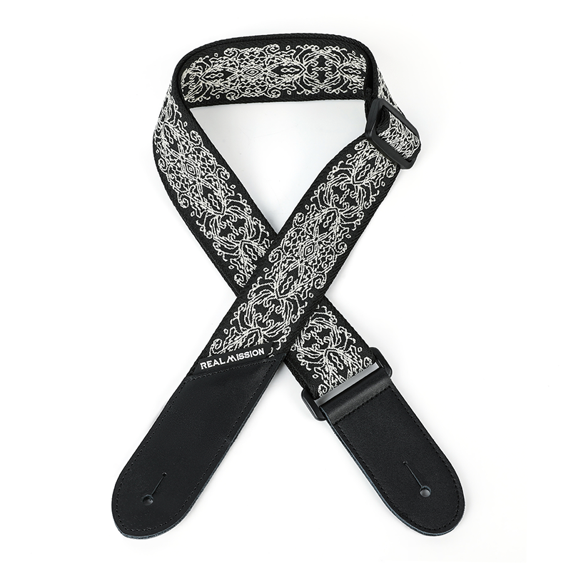Electric Guitar Straps, Embroidery Leather Ends Guitar Straps Acoustic & Bass, Adjust 36'' to 60''