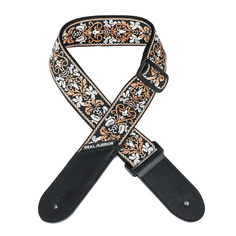 Electric Guitar Straps, Embroidery Leather Ends Guitar Straps Acoustic & Bass, Adjust 36'' to 60''