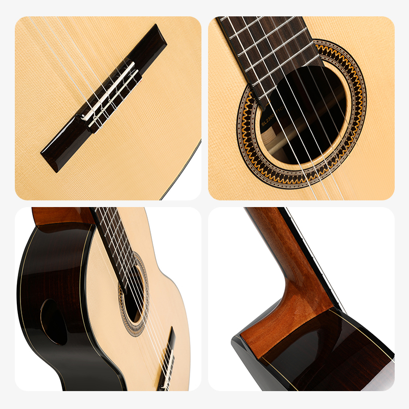 Sulayr Guitars Beginner to Advanced Spruce Top Classical 39 Inch Spanish Barrel-shaped Classical Guitar(SL-100SP) - 图片 6