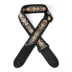 Electric Guitar Straps, Embroidery Leather Ends Guitar Straps Acoustic & Bass, Adjust 36'' to 60''