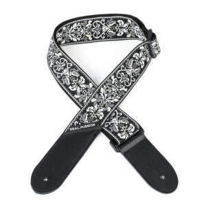 Electric Guitar Straps, Embroidery Leather Ends Guitar Straps Acoustic & Bass, Adjust 36'' to 60''