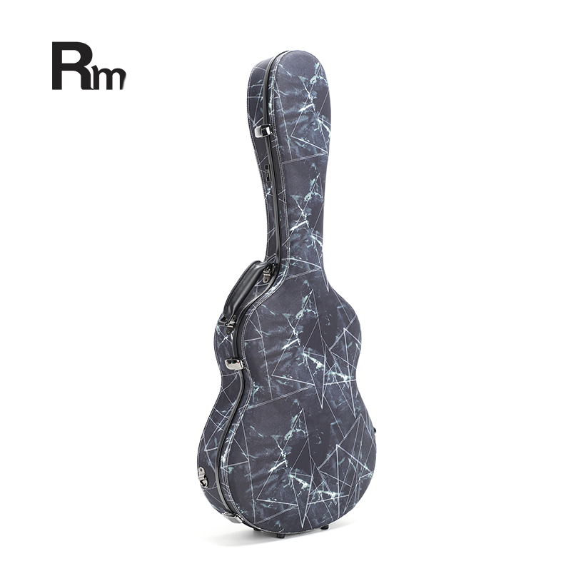 RM Carbon Fiber 39-inch Classical Black Crystal Guitar Case with Exquisite Interior, Thickened Waterproof and Shockproof(Carbon 2-C)