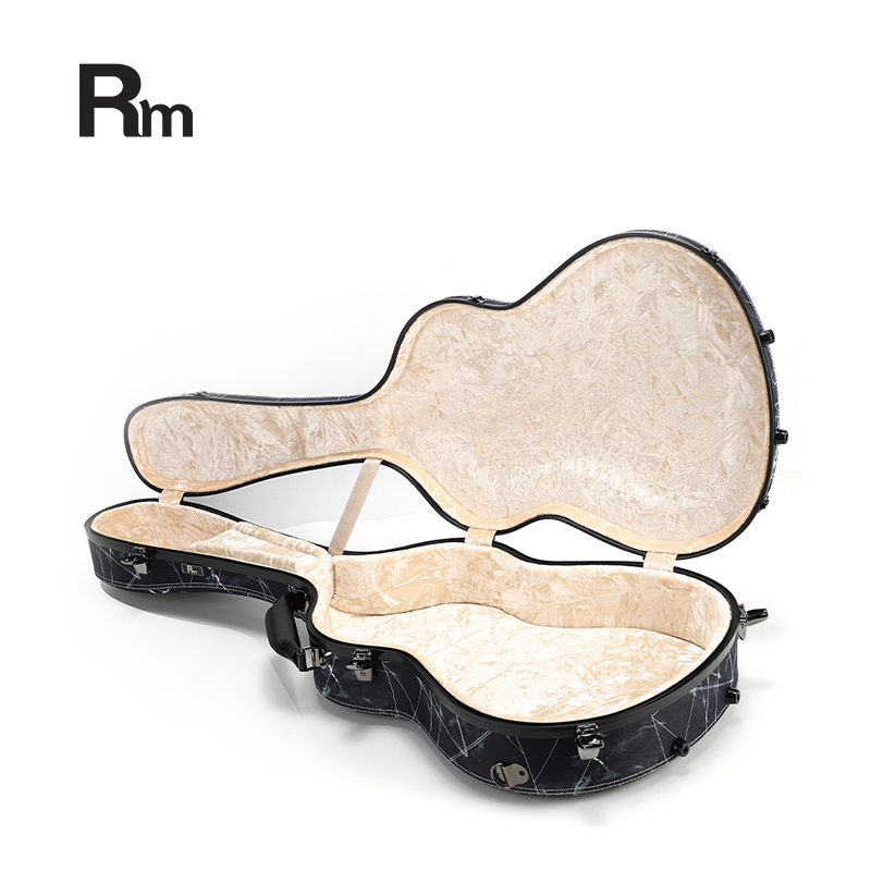 RM Carbon Fiber 39-inch Classical Black Crystal Guitar Case with Exquisite Interior, Thickened Waterproof and Shockproof(Carbon 2-C) - 图片 4