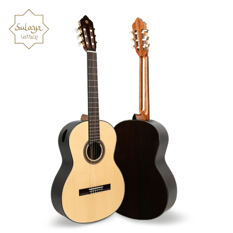 Sulayr 39 Inch Spanish Classic Guitar Gloss Finish 39 Classic Guitars Spruce Solid Top Guitar