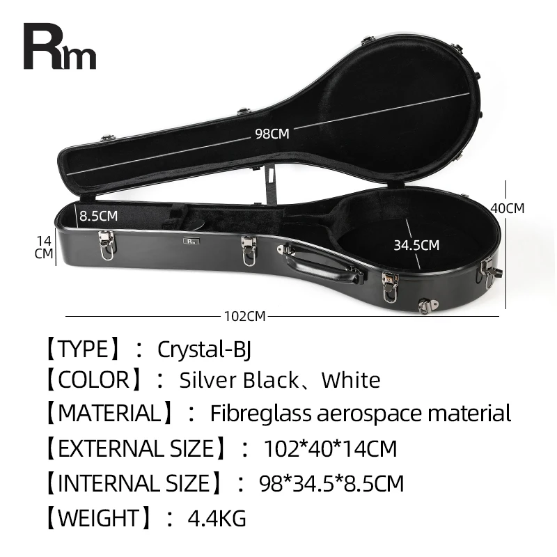 Factory Wholesale Hard Stylish Design Banjo Case Custom Leather Guitar Case for Fiberglass Banjo Instrument Bags & Cases - 图片 5