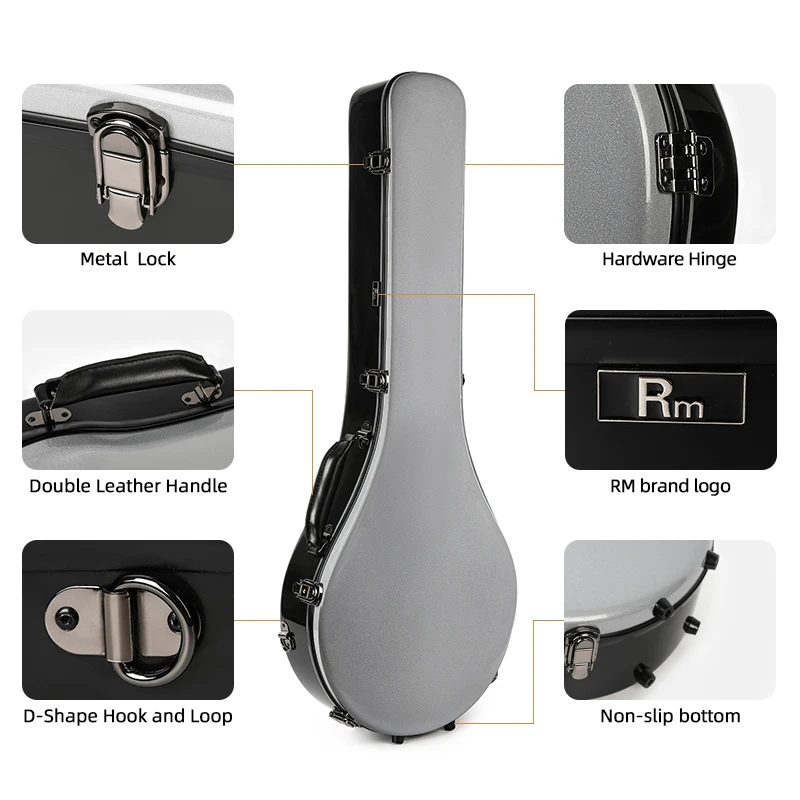 Factory Wholesale Hard Stylish Design Banjo Case Custom Leather Guitar Case for Fiberglass Banjo Instrument Bags & Cases - 图片 6