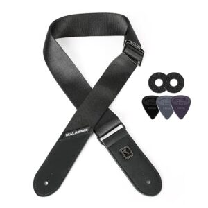 Guitar Straps, Nylon Electric Bass Guitar Strap, Acoustic Straps with Leather Ends, Adjustable Length