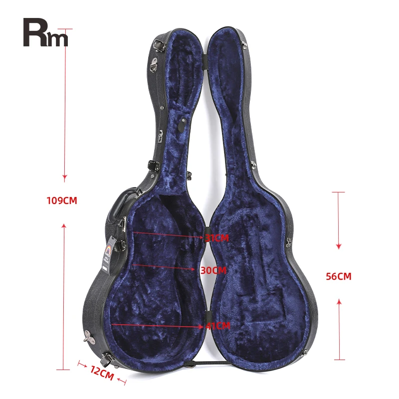Rm ABS Material Musical Instrument Hard Shell Case Acoustic Guitar Black Portable Case Lightweight Guitar Case - 图片 5