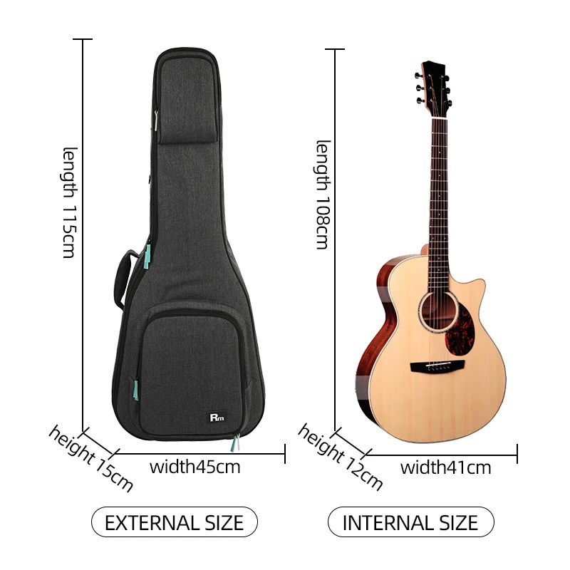 Wholesale Oxford Fabric Acoustic Guitar Bag with Thick Padding Multi-Color Music Gig Bag Made From Canvas and EVA Material