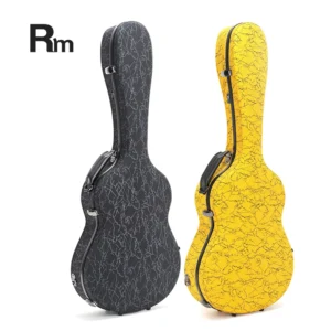 Rainbow Carbon 1-C RM Musical Instrument 39-Inch Classical Guitar Case Yellow Printed Waterproof Hard Shell Wooden Fiberglass