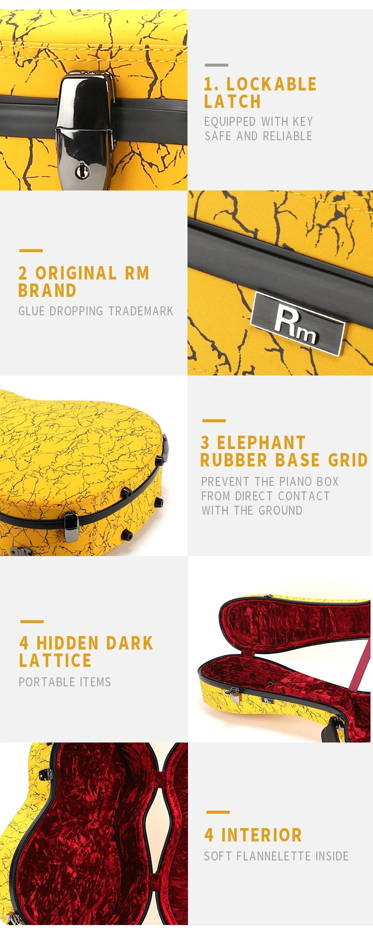 FGC87 RM New Arrival Model Fiber Glass Case for the Music Instrument Guitar Bag Violin Case - 图片 5