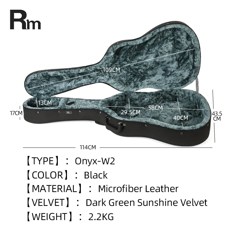 Black Leather Acoustic Guitar Bag Case Lightweight Polyfoam Hard Case Guitar Portable Custom Guitar Case - 图片 2