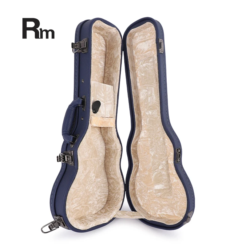 21/24/27 Inch Grey Blue Waterproof Leather Ukulele Hard Case Custom Guitar Case for Musical Instruments - 图片 5