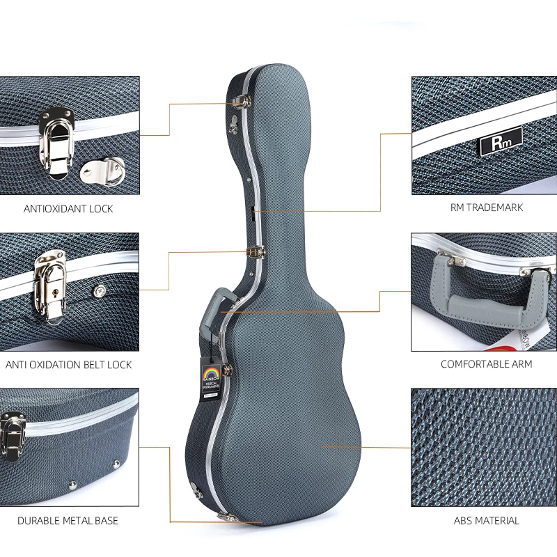 Rm ABS Custom Guitar Case Manufacturer Custom Color ABS Acoustic Electric Guitar Hard Case Durable Guitar Case Hard Music Box - 图片 4