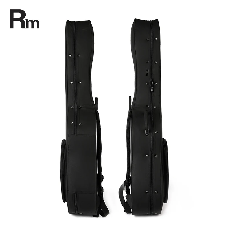 Black Leather Acoustic Guitar Bag Case Lightweight Polyfoam Hard Case Guitar Portable Custom Guitar Case - 图片 4