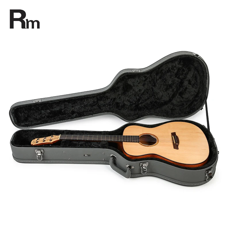 Midnight-D Double Waterproof Shockproof Custom Hard Case for Acoustic Guitar Black Leather Flight Case for Instrument Bags Cases - 图片 2