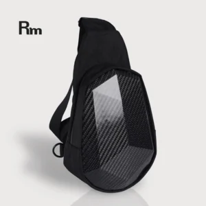 Rm Professional Manufacture Direct Selling Carbon Fiber Backpack Portable Small Shoulder Strap Black Bag Waterproof Backpack