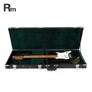 Custom Black Durable Leather Hard Case for Fender Guitar Wooden Square Hard Case Instrument Bags & Cases
