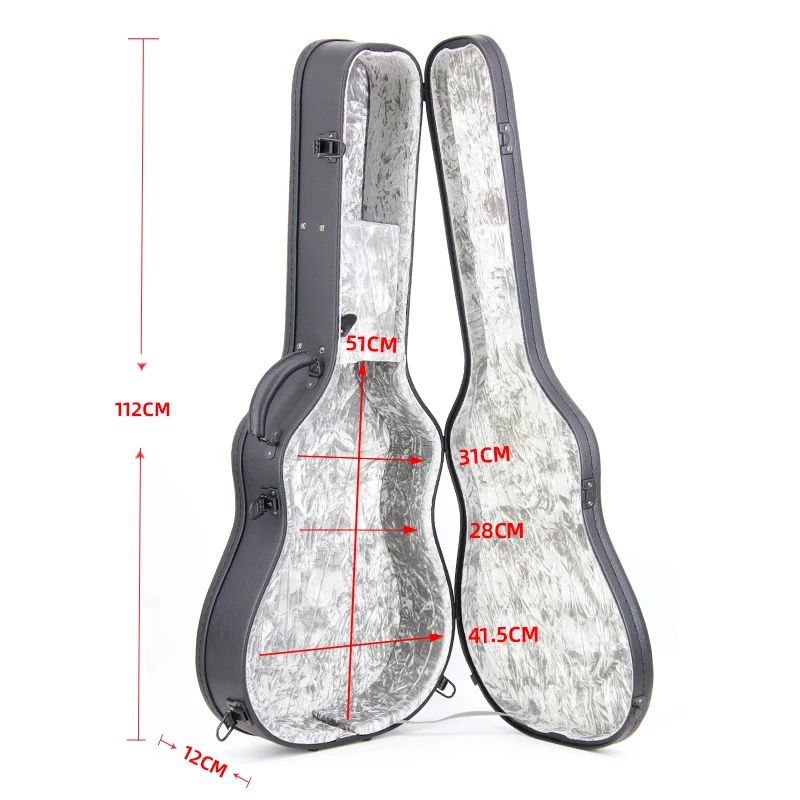 Rm Custom Guitar Case Durable Instrument Bag&Cases Dark Grey Leather Acoustic Guitar Case Hard Gig Bag Guitar - 图片 2