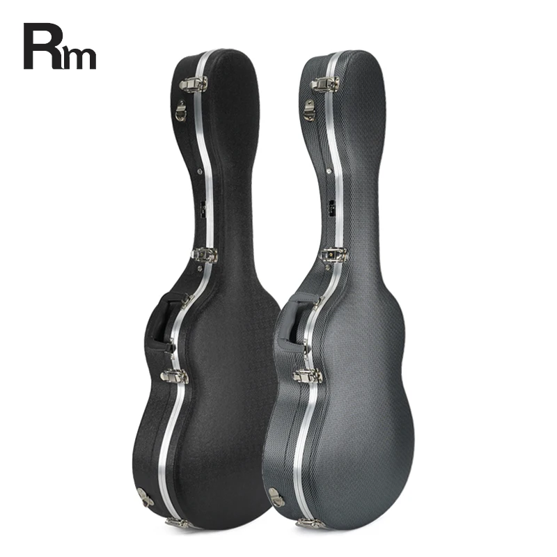 Rm ABS Material Musical Instrument Hard Shell Case Acoustic Guitar Black Portable Case Lightweight Guitar Case