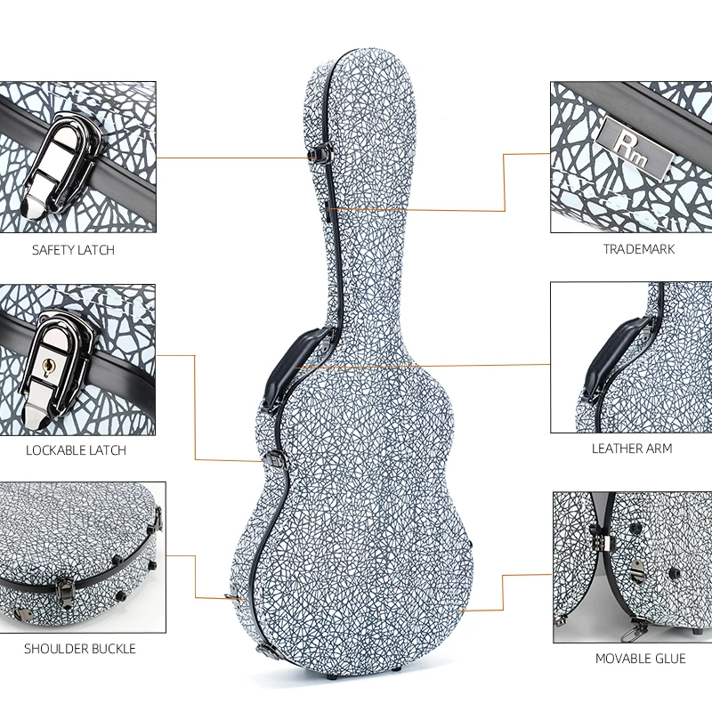 Custom Guitar Case Factory Fashion Instrument Bags&Cases Classical Carbon Fiber Guitar Hard Case - 图片 3