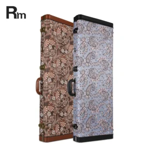 Electric Guitar Hard Case Plywood Crush Velvet Custom Guitar Case Leather Handle Cashew Cloth Bass Guitar Case