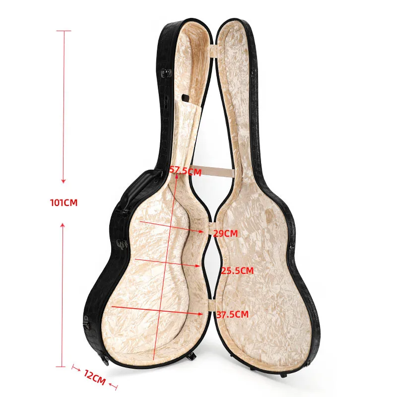 High Quality Acoustic Classical Guitar Case Bag Luxury Leather Fiberglass Guitar Case Black Hard Case Guitar Gig Bag - 图片 4