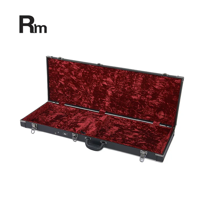 WC04-E Rm Wholesale Custom Guitar Wooden Case Hard Shell Square Electric Guitar Bag Black Leather Bass Case - 图片 4