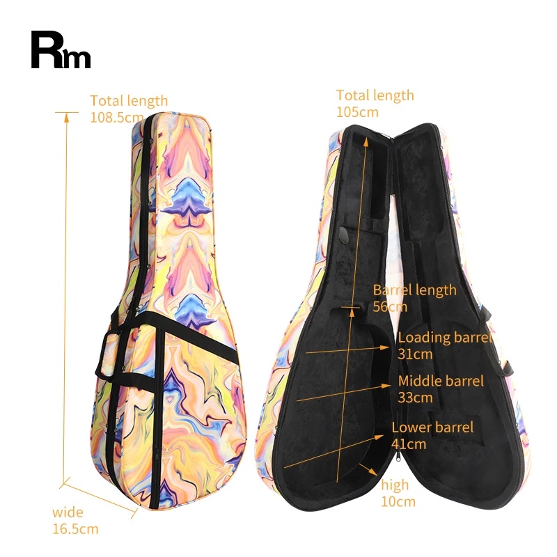 Paint-TD Rm Rainbow Custom Waterproof Musical Acoustic Guitar Protective Bag Thick Foam Padding Backpack Digital Guitar Case