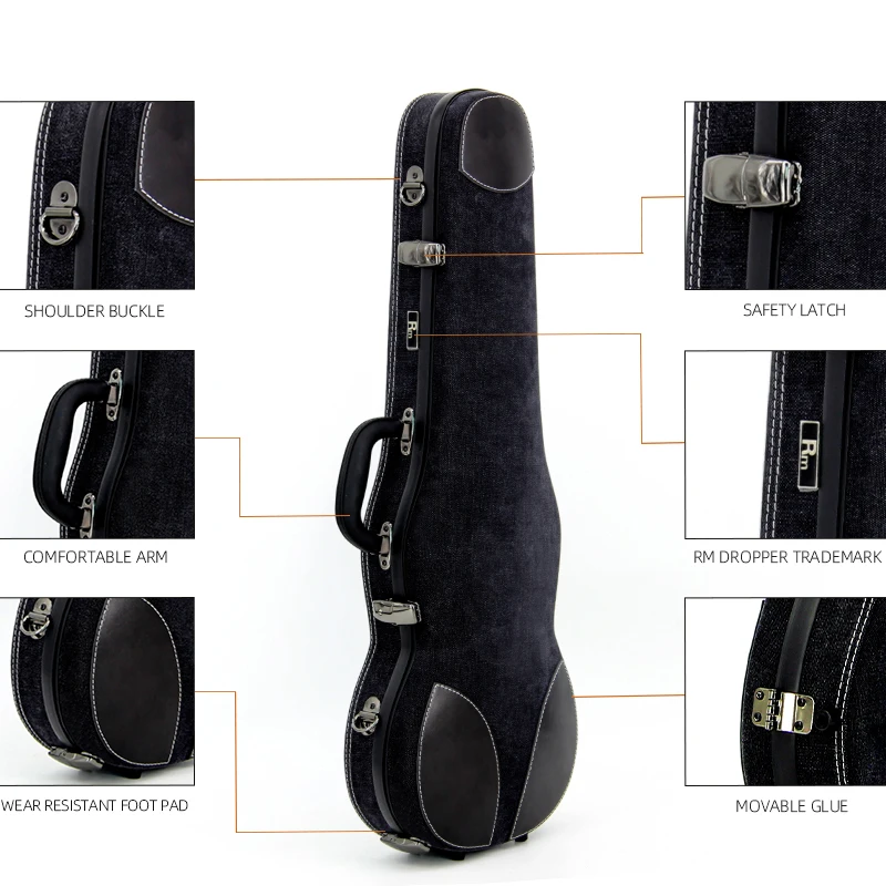 Musical Instrument Premium Case 4/4 Hard Violin Case High Quality Fiberglass for Sale Anti-collision Waterproof Leather Case Rm - 图片 6