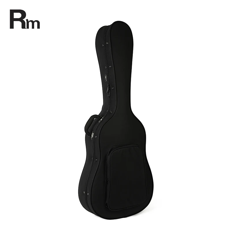 Black Leather Acoustic Guitar Bag Case Lightweight Polyfoam Hard Case Guitar Portable Custom Guitar Case