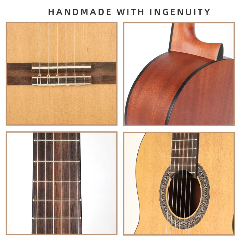 ZY-PTC01 Rm Rainbow Wholesale Cheapest Price Beginner Made in China 39 Inch Classical Guitar Spruce Top Magogany Guitar - 图片 6