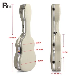 RAS-C-WHT Rm Rainbow Acoustic Guitar Case Abs Waterproof Hard Case 41 Inch Gig Bag 0.6 Inch Thick Padding Guitar Bass Hard case