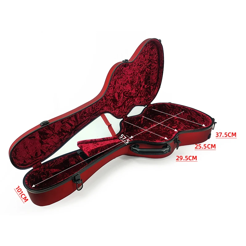 MOON-C-MRD RM Fiberglass Guitar case 39 Inch Waterproof Shockproof Hard case Red Painted Genineleather Handle - 图片 2