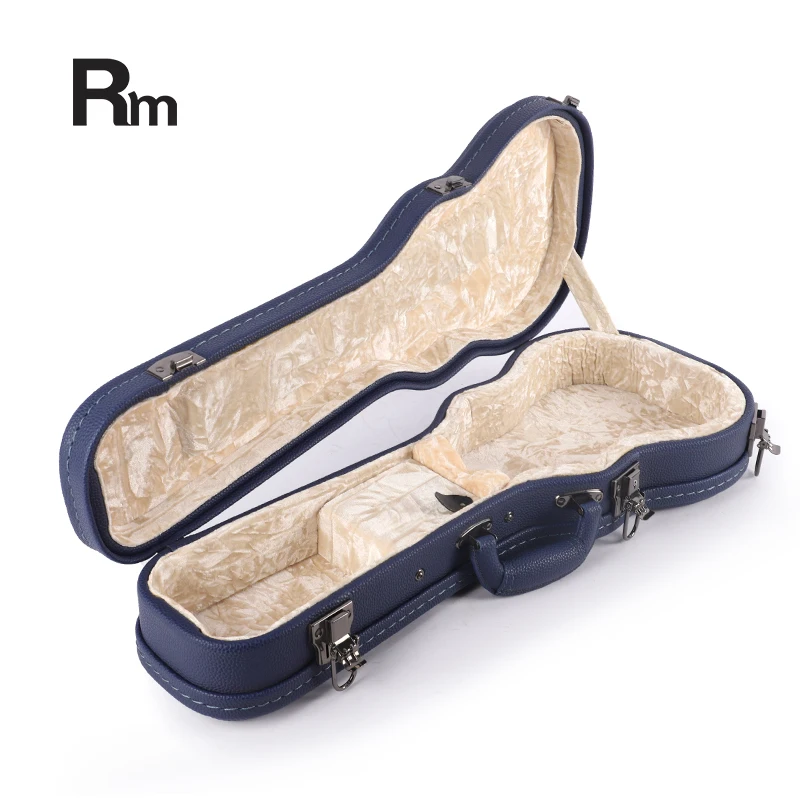 21/24/27 Inch Grey Blue Waterproof Leather Ukulele Hard Case Custom Guitar Case for Musical Instruments - 图片 3