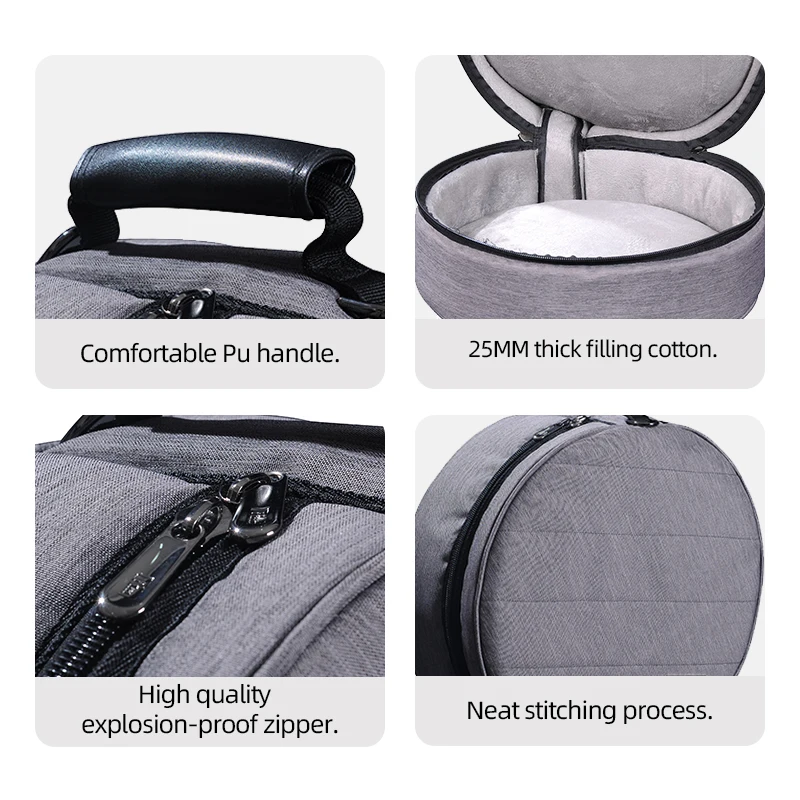 GB07-SD Compact Snare Drum Bag Sturdy Hand Carry Travel Drumset Protection with Kick Trumpet for Instrument Cases - 图片 5