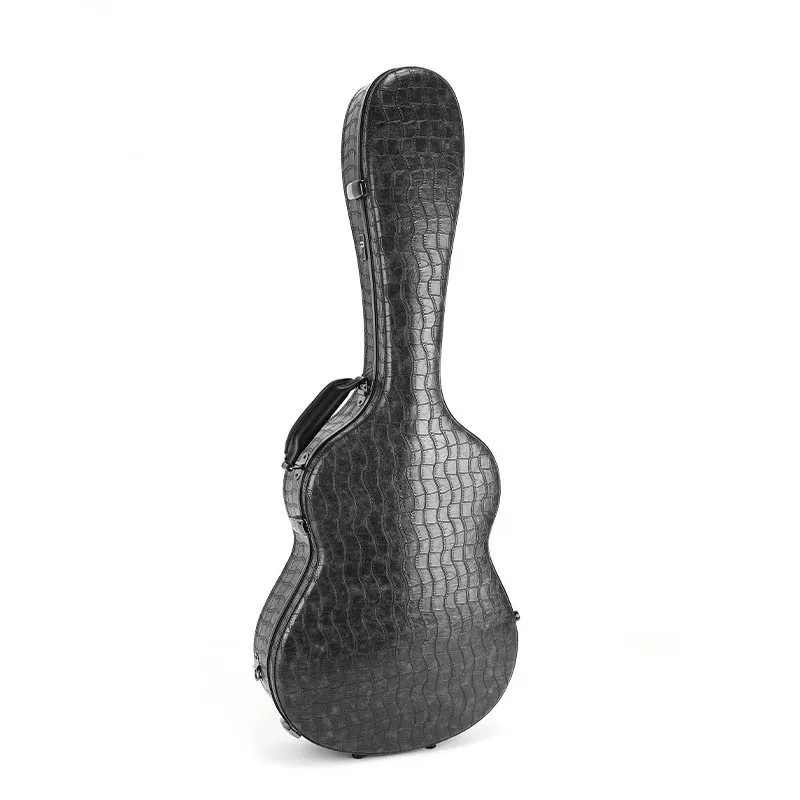 High Quality Acoustic Classical Guitar Case Bag Luxury Leather Fiberglass Guitar Case Black Hard Case Guitar Gig Bag